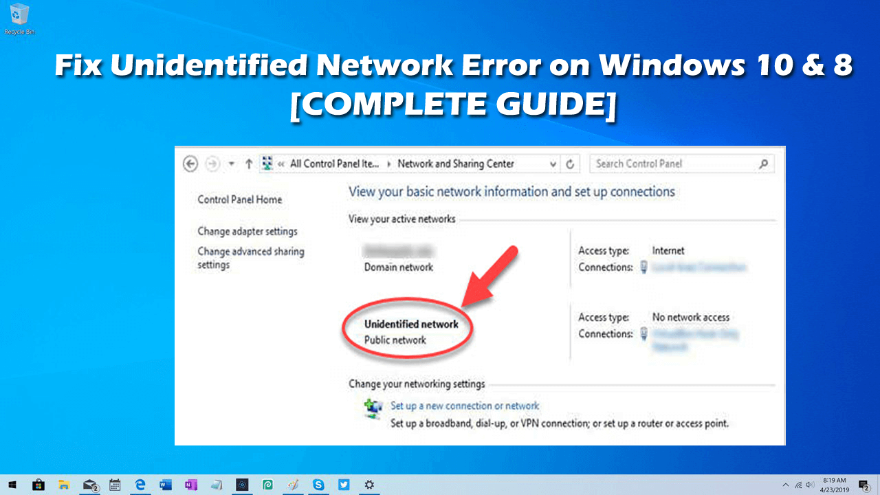 How to fix unidentified network windows 10?