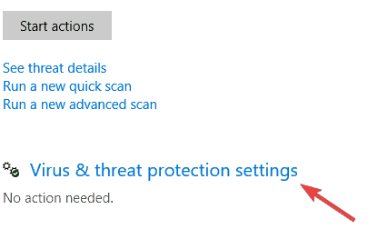 virus protection setting