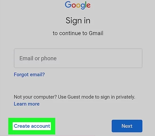 gmail sign in page image