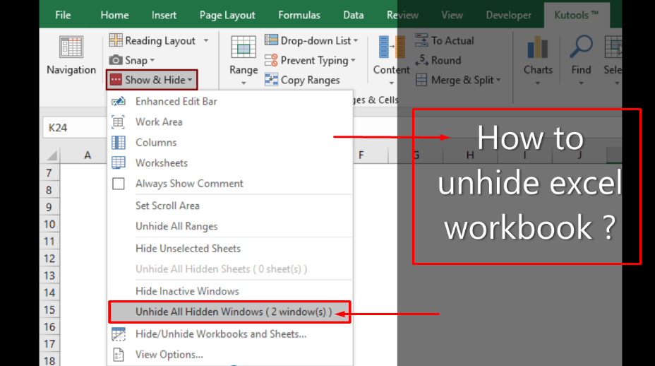 How to unhide excel workbook ?