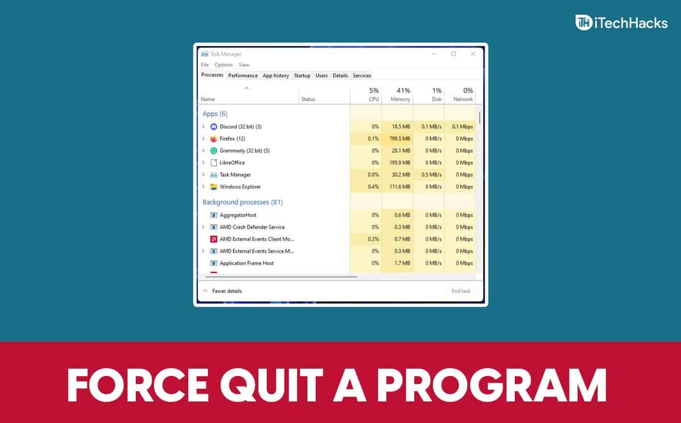 How to force quit on windows?