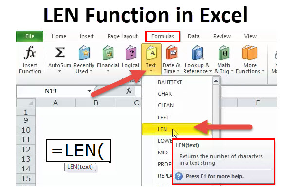Len function in excel