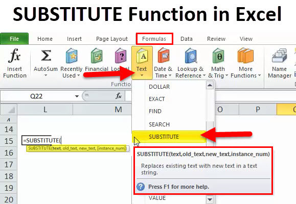 Substitute function in excel