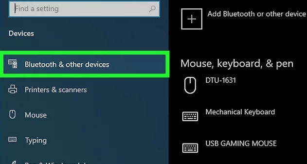 bluetooth and other devices option