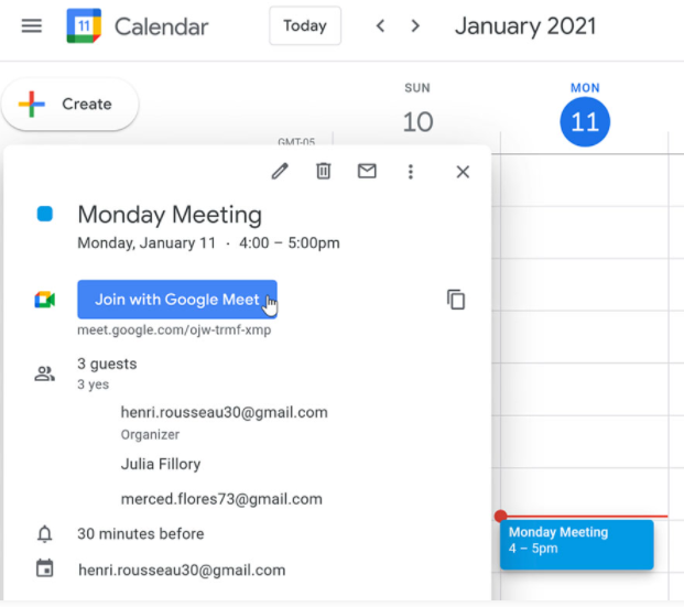 join with calendar in google meet