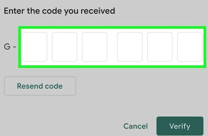 enter code and verify