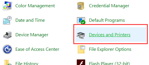 Select the ‘Devices and Printers' option