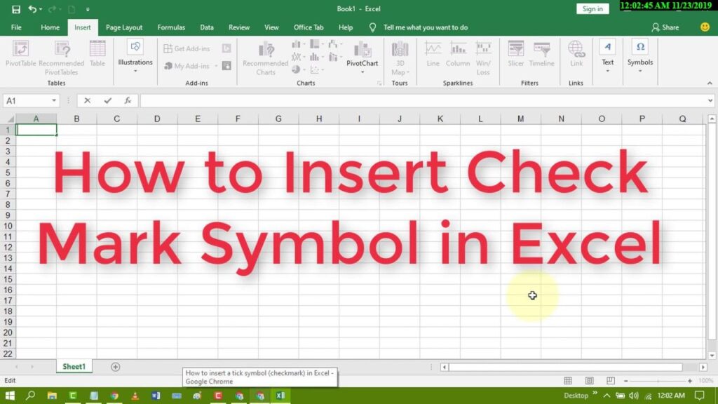How To Insert Check Mark In Excel 8594
