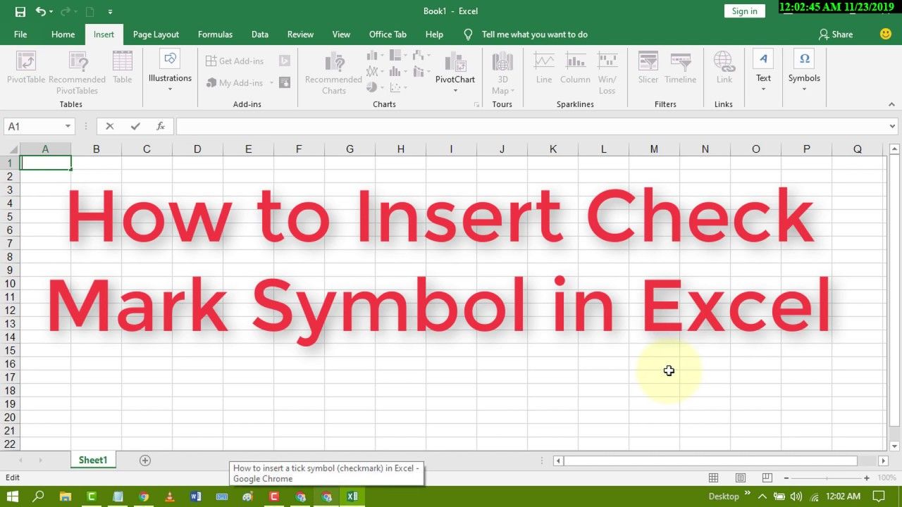 How to insert check mark in Excel?