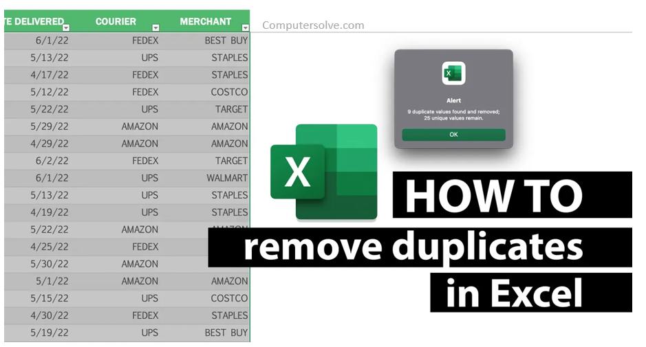 how to remove duplicates in excel