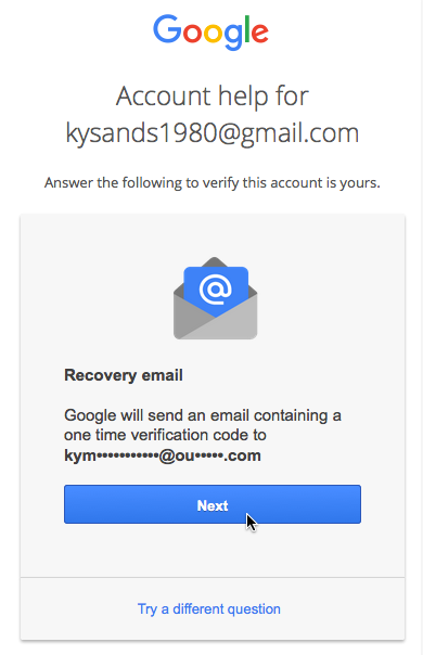 sending a verification code to your recovery email address