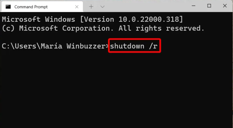 shutdown -r