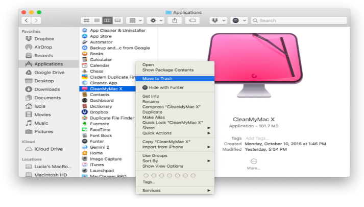 Process 3: Uninstall apps with Clean My Mac X: