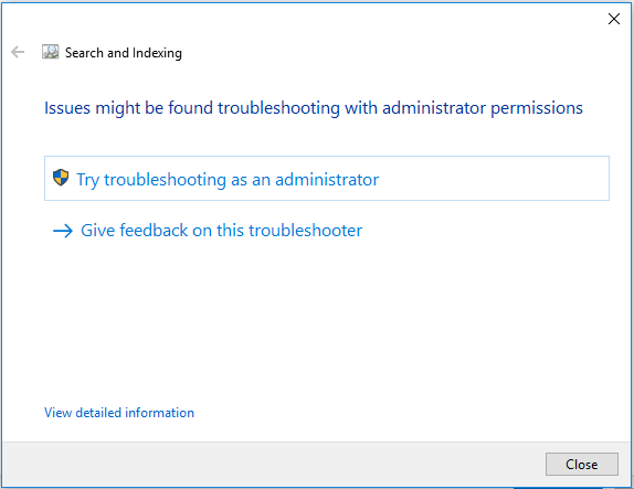 Click Try troubleshooting as an administrator