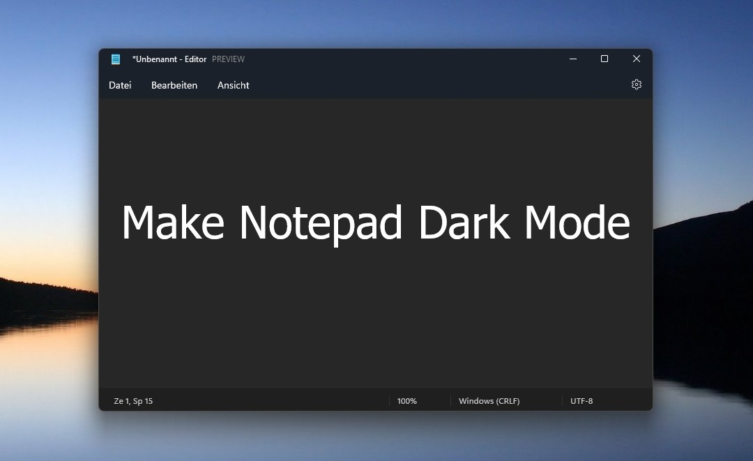 make notepad dark mode