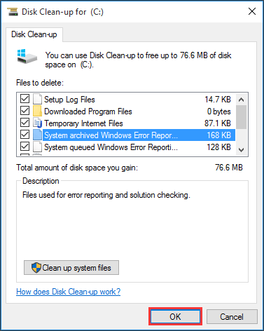 Select the file types you want to remove and click "OK".