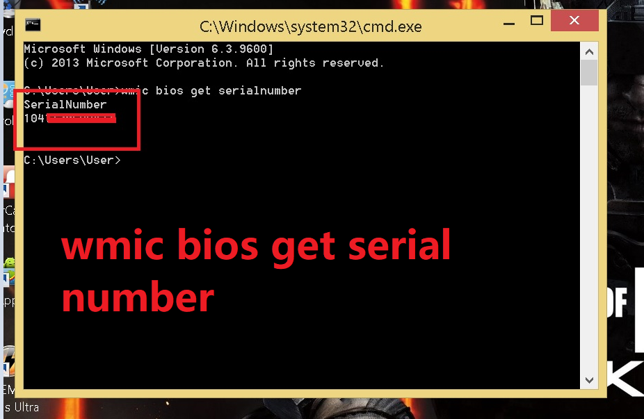 wmic bios get serial number
