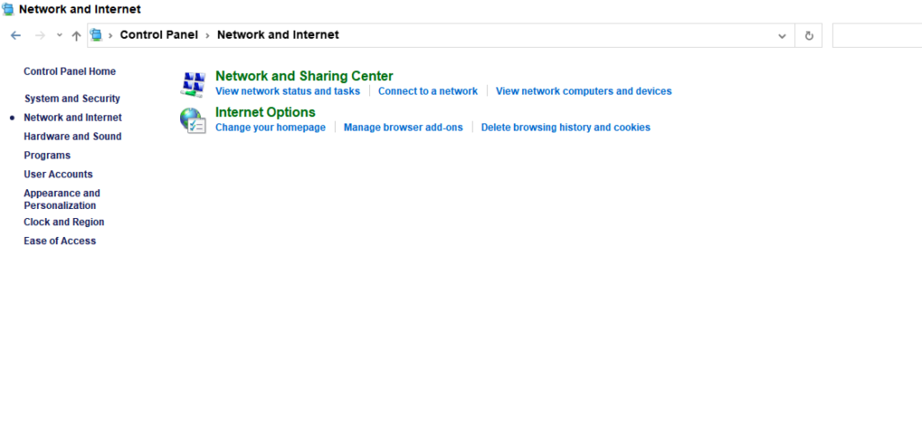 Network and Sharing Center.