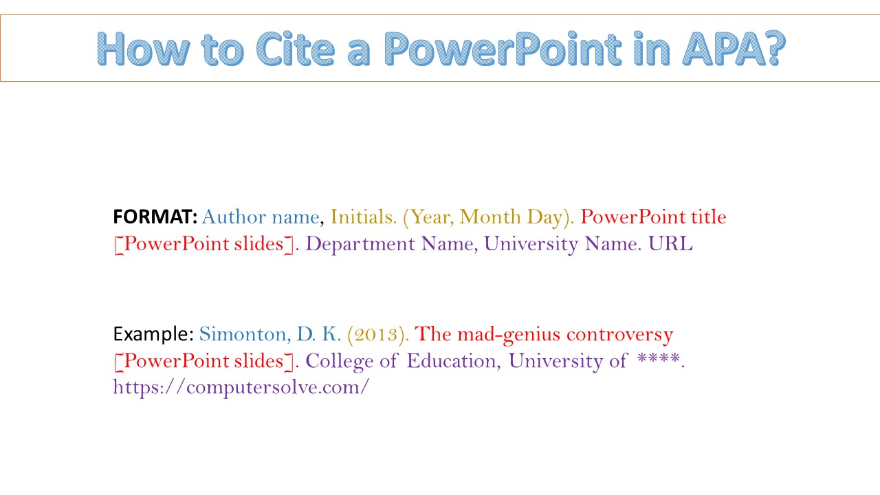 how to cite for a powerpoint presentation