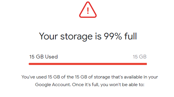 Google Email Storage Full