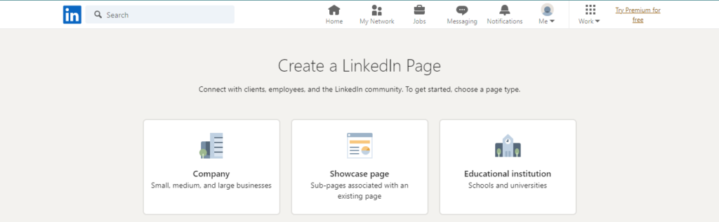 Set up a Linkedin Business Page