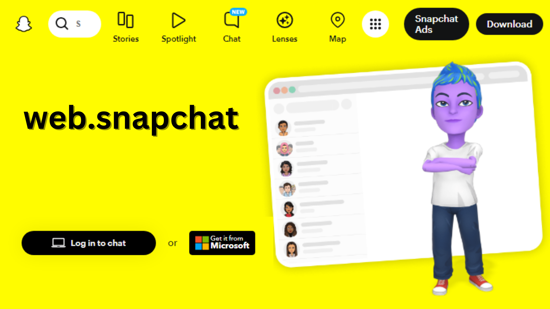 web.snapchat: login and connect on desktop